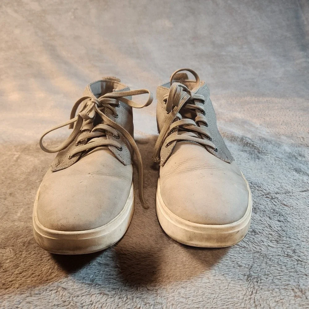 Timberland Boots Mens 10.5 Gray Davis Square Chukka Defender Canvas Suede